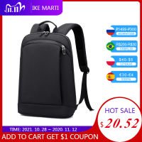 IKE MARTI Uni Backpack Men Laptop Bag 1415.6 Office Work Business Bag Black Backpack Slim Lightweight Small Women Backpacks