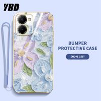 YBDเคสโทรศัพท์ดีไซน์ใหม่สำหรับ OPPO Realme 10 4G 10 Pro 5G Realme 10 Pro Plus 5G เคสชุบน้ำมันเคสพิมพ์ลายดอกไม้พร้อมฟรีสายคล้อง