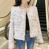 Fringed small fragrant tweed high-quality Jacket Women retro round neck long-sleeved short temperament Korean Jacket Ladies Coat