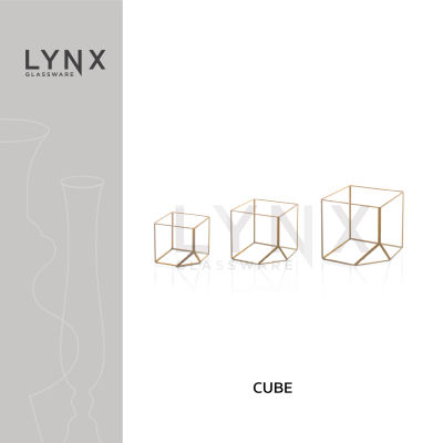 LYNX - CUBE Yellow - แจกันกระจก ทรงเรขาคณิต สำหรับตกแต่งบ้านสมัยใหม่และมีสไตล์ ขนาด 10 ซม., 12 ซม. และ 15 ซม. -ไม่สามารถใส่น้ำได้