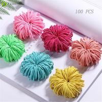 DEMI 100PCS เด็ก ไนลอน สีลูกกวาด เครื่องประดับผมเด็ก สายยาง 3ซม. ที่ใส่ผมหางม้า ที่รัดผม