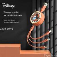 Disney Cartoon Mickey Minne 3 in 1 Retractable Data Cable Fast Charger for Android Type-C Lightning for Huawei Samsung iPhone