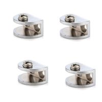 XHLXH 4Pcs 4Pcs Zinc Alloy Home Improvement Half Round Furniture Hardware Glass Clamp Shelves Support Bracket Clips Two Hole