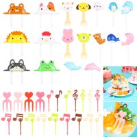 1 SET ABS Resin Children Cartoon Fruit Fork Cute Animal Bread Decorative Mini Bento Fork Toothpick Party Decoration