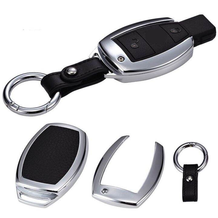 aluminum-alloy-leather-car-key-case-cover-shell-for-mercedes-benz-cls-cla-gl-r-slk-amg-a-b-c-s-class-remote-holder-accessories