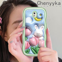 Chenyyka เคสปลอกสำหรับ Samsung J7โปร J7 2017 J7 2018ลายการ์ตูน3D กระต่ายพระจันทร์เสี้ยวขอบคลื่นนุ่มเคสมือถือกันกระแทกแบบใสสร้างสรรค์เคสโปร่งใสลายกล้องถ่ายรูปซิลิกาเจลป้องกัน