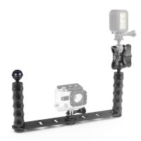 ✸☢ Dual Handheld Diving Dive Bracket Flashlight Tray Stabilizer Mount for Sony Gopro Action Camera Camcoders Smartphone