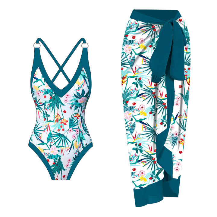 ชุดว่ายน้ำแฟชั่นแบบผสมผสานของผู้หญิงชุดสองชิ้นสำหรับกระโปรงชายหาดผ้าชีฟองชุดว่ายน้ำบิกินี่