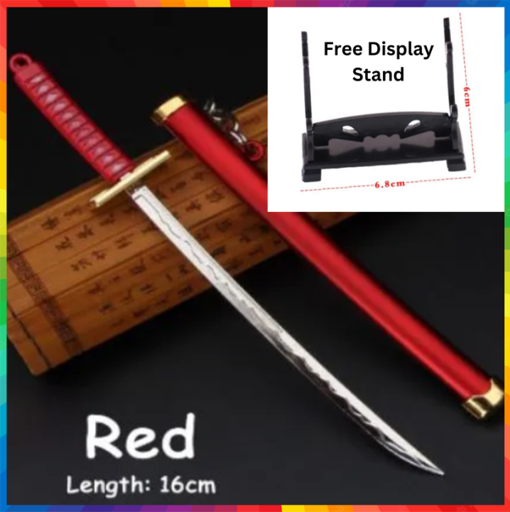 Sword Keychain + Stand One Piece Roronoa Zoro Swords Sandai kitetsu