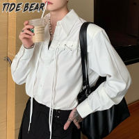 TIDE BEAR เสื้อเชิ้ตชาย แขนยาว-เสื้อแขนยาวหลากหลายใหม่ของผู้ชายแฟชั่นเสื้อเชิ้ตความรู้สึกในการออกแบบแขนยาว S