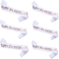 Rose Gold Adult Birthday Satin Sashes Gril Lady Women 16 21 30 40 50 60 70 80 Year Happy Birthday Favors Anniversary Decoration Replacement Parts