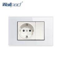 พาเนลปลั๊กกระจก16A ไฟฟ้า Wallpad 110-250V เต้าเสียบไฟฟ้า EU สำหรับปลั๊กไฟฟ้าบ้าน