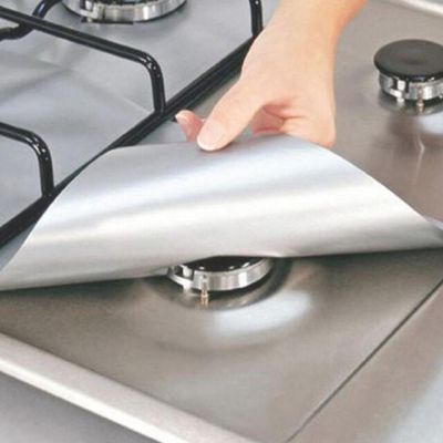 อุปกรณ์เสริม1/4ชิ้นนำมาใช้ใหม่เตาเรียงรายป้องกันเตาแก๊สอุปกรณ์เครื่องครัวเตาป้องกันอุปกรณ์ที่ใช้ในครัว