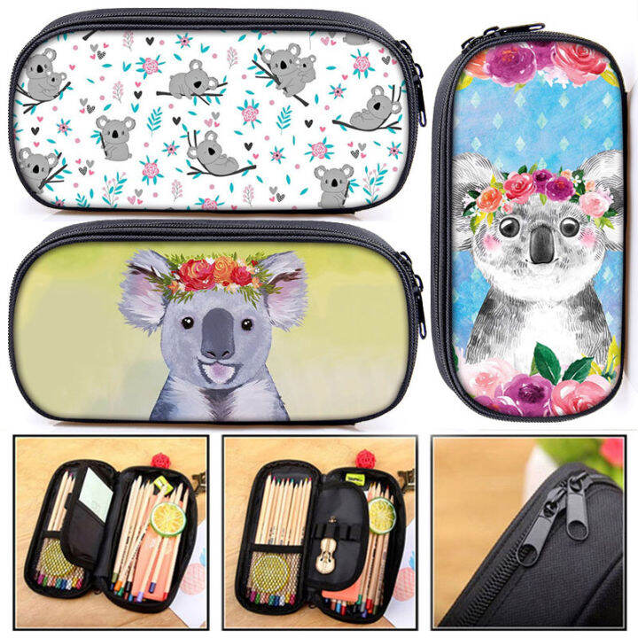 Kawaii Cartoon Koala Printing Pencil Bag Women Cosmetic Cases For