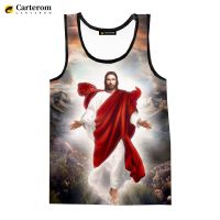 hot【DT】 Christ Print Mens Clothing Fashion Streetwear Oversized Tees Sleeveless Shirts Ropa Hombre