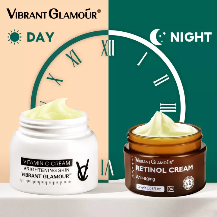 vibrant-glamour-elecool-official-store-2-pcs-vitamin-c-cream-retinol-face-cream-ของแท้100-firming-lifting-whitening-brightening-skin-anti-aging-repair-freckles-moisturizing-cream-30g-facial-skin-care