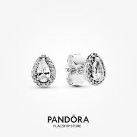 Official Store Pandora Sparkling Teardrop Halo Sterling Silver Stud Earrings