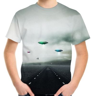 UFO Alien 3D Printed T-Shirt For Girl Boy Summer 4-20Y Teen Children Fashion Creative T Shirt Kids Baby Casual Clothes Tees Tops