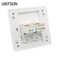 Glossy Panel Phone RJ11 With CAT5E RJ45 Wall Socket Outlet 86x86mm For Internet Telephone Plug Power Points  Switches Savers Power Points  Switches Sa