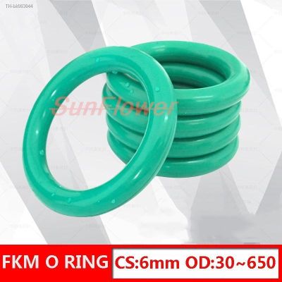 ☸∋ FKM Fluorine Rubber O-ring Seal CS 6mm OD30mm-650mm Fluoro-oxygen O-ring Seal Gasket Ring Corrosion-resistant Seal Heat Wearable