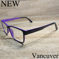 Fashion กรอบแว่นตา สำหรับตัดเลนส์ แว่นสายตา แว่นตา รุ่น Vancuver 6003 สีดำตัดม่วง กรอบเต็ม ทรงรี ขาข้อต่อ วัสดุ พลาสติก พีซี เกรด A รับตัดเลนส์ทุก