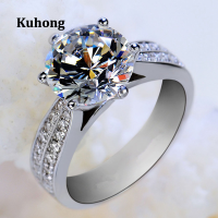 Kuhong แหวนเงินแท้925ของผู้หญิง,แหวนแต่งงานเครื่องประดับเพทายแฟชั่น