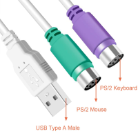 PS2 ถึง USB อะแดปเตอร์สาย USB ชาย PS/2 หญิง Y Splitter สำหรับเมาส์และคีย์บอร์ด PS2 อุปกรณ์เสริมคอมพิวเตอร์ Hot Swap-nxfnxfnxghnxgb