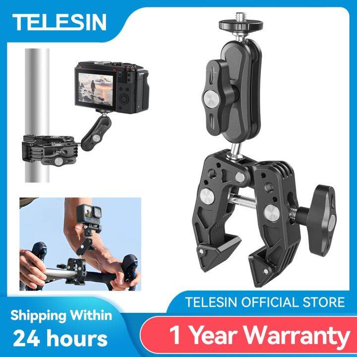 TELESIN Aluminum Alloy Super Clamp 360° Ball Head Magic Arm Clamp For ...