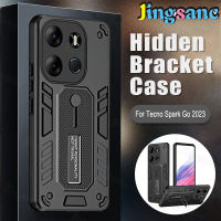 Jingsanc สำหรับ Tecno Spark Go 2023เคสโทรศัพท์ [พร้อมฉากยึดแบบซ่อน] H01-1ฝาหลังป้องกัน PC แบบแข็งผิวด้านกันกระแทก