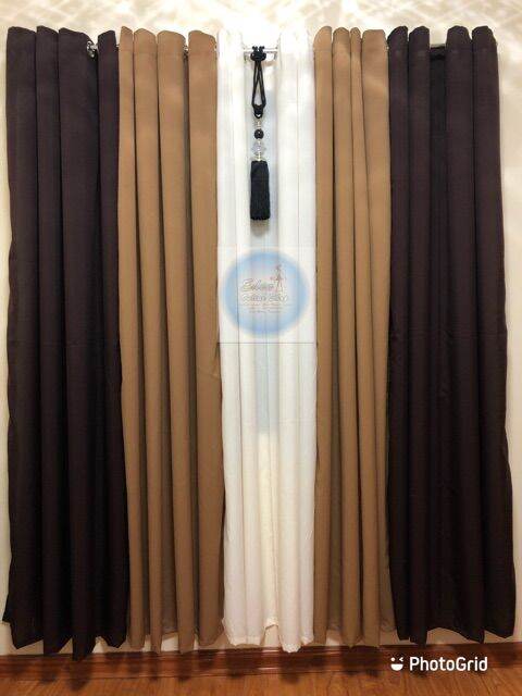 Plain Mocha Dark Brown and Cream Ring Curtain Sold per piece OP | Lazada PH