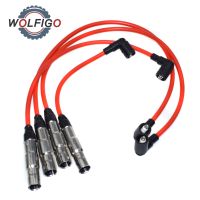 WOLFIGO ชุดสายหัวเทียน8มม. 4ชิ้นสำหรับแมลงปีกแข็ง VW GTI กอล์ฟ Jetta 2.0L 27588 57041 VWC035 QW1402 09487 6714125 1756203