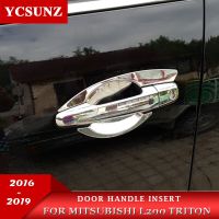 2016-2019สำหรับมิตซูบิชิ L200อุปกรณ์เสริมไทรทันที่จับประตูชุบโครเมียมใส่ชามสำหรับมิตซูบิชิ L200ไทรทันรถยนต์2021 2020