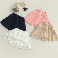 【CC】○  1-6Y Kids Pleated Skirts Baby Clothing Color Elastic Waist Children