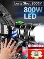 ไฟหน้า LED พลังงานสูง800W USB ไฟฉาย LED คาดศีรษะหัวชาร์จซ้ำได้โคมไฟศีรษะซูมโคมไฟยิงยาว