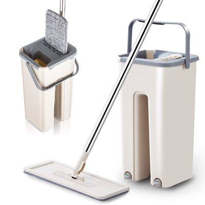 Hands-free Flat Magic Easy Cleaning Mops with Bucket Floors Squeeze Flat Mop Home Kitchen Floor Cleaner House Cleaning Tools