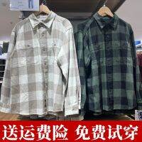 Uniqlo spring and autumn mens and womens slub cotton plaid shirt mens long-sleeved shirt thin coat 462388/462389