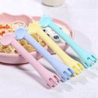 2021 NEW Silicone Spoon Giraffe Bpa Free 1Pc Feeder Fork Two In One Safety Tableware Infant Learning Spoons Teether Utensil Bowl Fork Spoon Sets