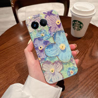 สำหรับ Realme 11X เคสนิ่มสีฟ้าน้ำมันเบาดอกไม้ป้องกันการกระแทกซิลิโคนสำหรับ Realme 11X ฝาหลัง