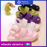 Triple X รองเท้าแตะแฟชั่น พื้นหนา กันลื่น แบบสายคาด 5 สี สดใส สไตล์เกาหลี EVA ใส่ได้ 2 แบบ