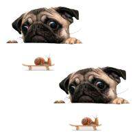 2X Funny Cute Pet Pug Dog Snail 3D Car Window Decals Home Wall Sticker Decoration