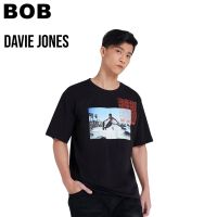 BoB-DAVIE JONES เสื้อยืดโอเวอร์ไซส์ พิมพ์ลาย สีดำ Graphic Print Oversized T-Shirt in black TB0220BKSMLXL-3XL unisex #polo