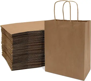 30PCS SET Regular Brown Paper Gift Goody Bag with Punch Hole Handle for  Lightweight Items (SMALL) NOT HARDBOUND