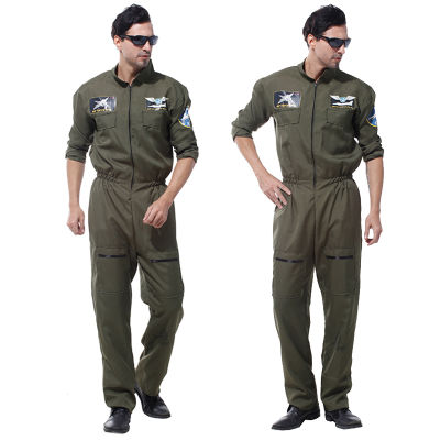 เทศกาลฮาโลวีนกองทัพอากาศเครื่องแบบเครื่องแต่งกายนักบินสายการบินชุดคอสเพลย์ชุดแฟนซีปาร์ตี้