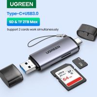 Ugregreen การ์ดรีดเดอร์ USB 3.0 &amp; Type C เป็น SD เครื่องอ่านการ์ดเอสดีทีเอฟขนาดเล็กสำหรับพีซีแล็ปท็อปอุปกรณ์เสริมการ์ดรีดเดอร์ SD การ์ดหน่วยความจำ