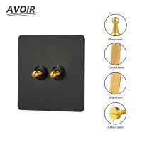 ∈❒▧ Avoir Switch Black Knurled 110-250V Electrical Sockets Light Switch Toggle Switches USB Outlets Stainless Steel Wall Plugs