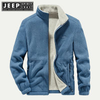 JEEP SPIRIT 1941เสื้อกันหนาวไหมพรมผ้าฟลีซแกะ ESTD สำหรับฤดูใบไม้ร่วงและฤดูหนาวผู้ชายเสื้อโค้ดอย่างหนาสไตล์ใหม่สำหรับเสื้อผ้าที่อบอุ่นของผู้ชาย