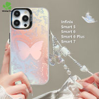 เคสสำหรับ Infinix Smart 5 Smart 6 Plus Smart 6 Plus Smart 7เคสโทรศัพท์แฟชั่นผีเสื้อไล่ระดับสีสไตล์อินปลอกกันแดด TPU พร้อมสายคล้อง