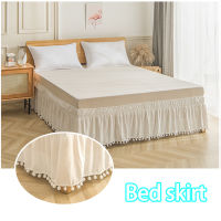 Wrap Around Ruffled Bed Skirt Bed Apron Elastic Band Easy Fit Home Decor Pure Color Washed Cotton Home Textiles Beddings