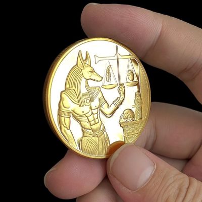 Egyptian Metal Commemorative Medal LOL Top Dog Head Death God Anubis Gold Coin Cultural Collection Table Coin Play