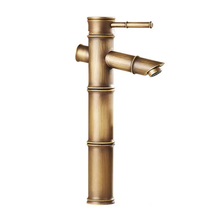 Basin Faucet,Antique Brass Bamboo Style Faucet Vintage Bronze Finish